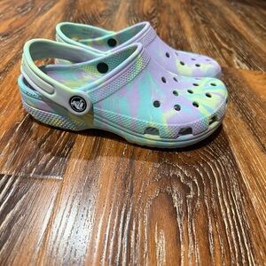 CROCS Kids' Pastel Clog Water Shoes Size 2 Girls Youth Purple Green